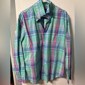 Vineyard Vines Casual Green and Blue Button Down Shirt